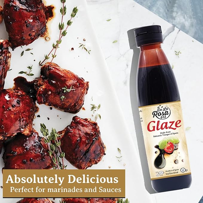 De La Rosa Balsamic Glaze, Vegan, Kosher, Non-GMO & Gluten Free, Great for Salad Dressing, Marinades, Toppings & More, Made from Balsamic Vinegar of Spain, 8.45 Oz (Pack of 2)