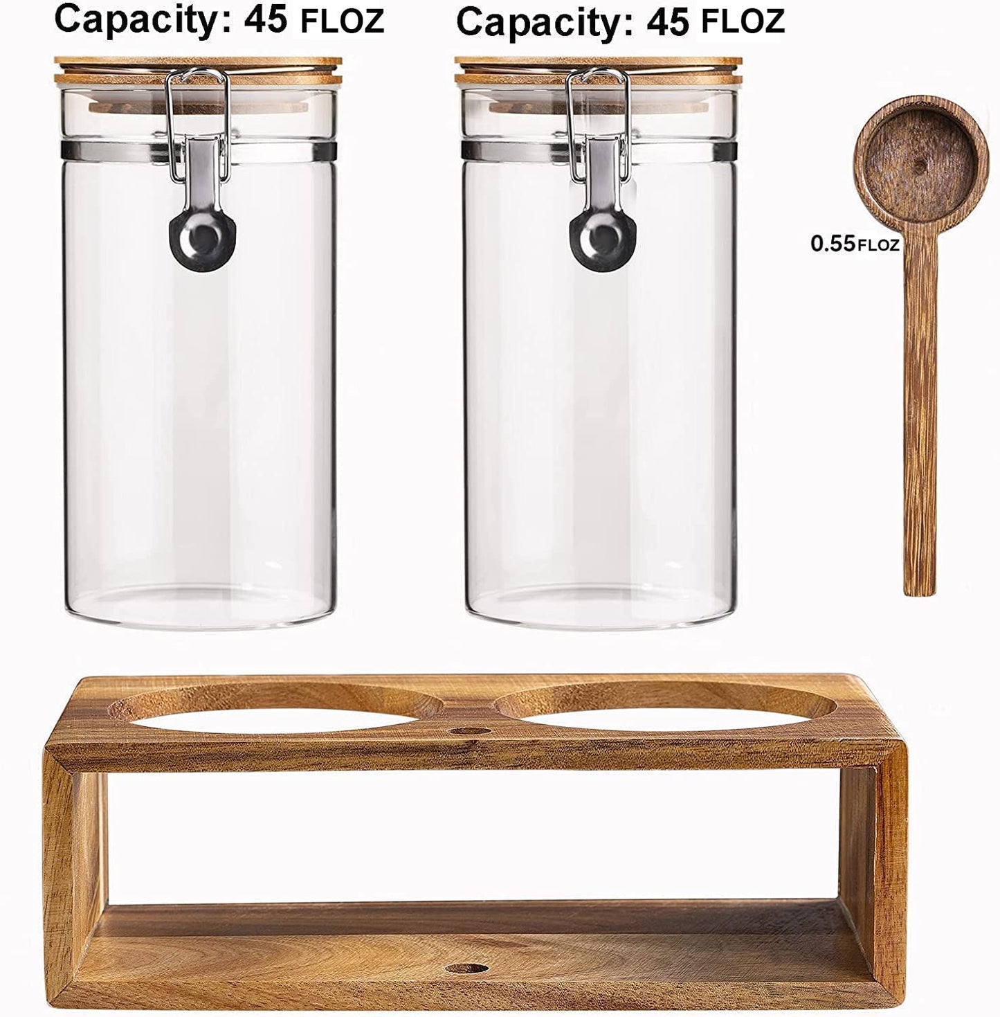 Yangbaga Coffee Canister with Shelf: 2P 45OZ Glass Airtight Coffee Holder
