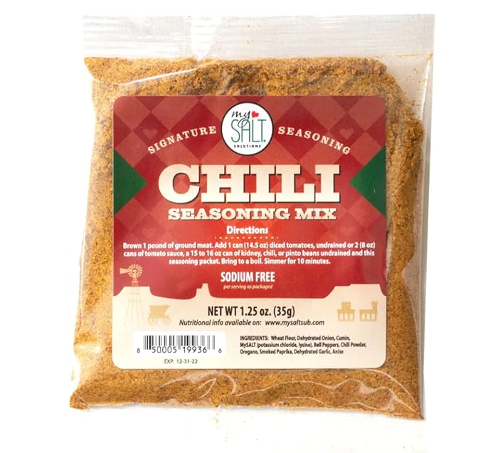 MySALT Chili Seasoning Mix 3 Pack ??Sodium Free Comfort Food for Hearty Chili Night ??Salt-Free, Low Sodium Dinner Made Easy