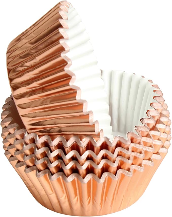 Rose Gold Foil Muffin Cupcake Liners case Baking Cups,Foil Cupcake Liners Standard Baking Cups Pack of 100 ??,<div>