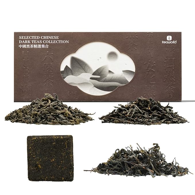 iTeaworld Chinese Dark Tea Sampler, Includes Aged Pu'erh, Liu Bao, Anhua, Hubei, 20 Packs with 20 Biodegradable Tea Bags,Perfect for Daily Relaxation, 3.5oz