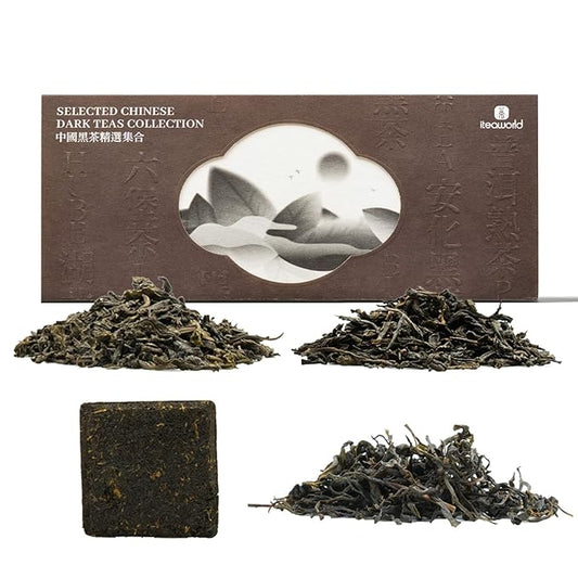 iTeaworld Chinese Dark Tea Sampler, Includes Aged Pu'erh, Liu Bao, Anhua, Hubei, 20 Packs with 20 Biodegradable Tea Bags,Perfect for Daily Relaxation, 3.5oz