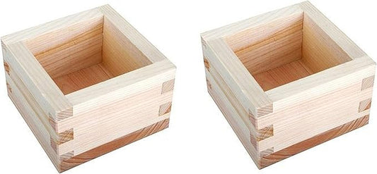 JapanBargain 2757, Wooden Sake Cups Masu Japanese Hinoki Wood Saki Cup Box Made in Japan, Plain, 4 ounce, Set of 2