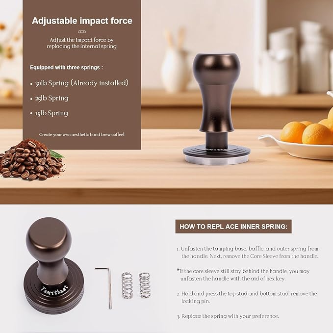 Stainless Steel Coffee Tamper 53.5mm - Heavy Duty Espresso Press for Espresso Machines, Ergonomic Handle & Precision Fit (Barista Kit Essential)