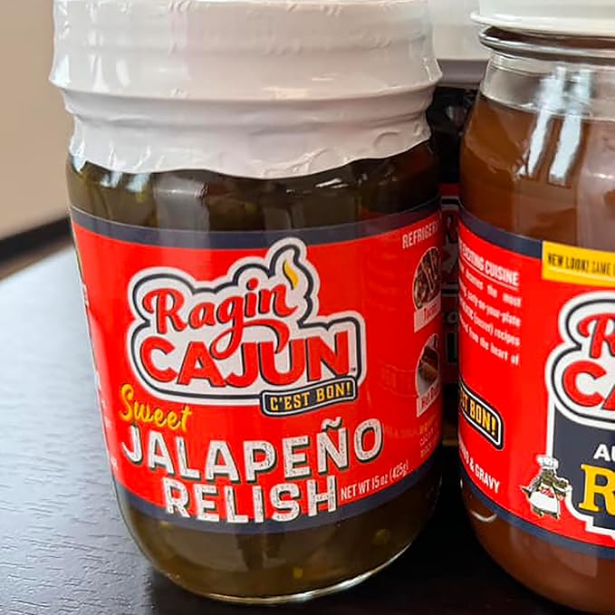 Ragin' Cajun Flavorful Charcuterie Condiment Trio - 1 Jalapeño Relish 15 oz, 1 Jalapeño Slice 14 oz, 1 Spicy Pickle 12 oz, Authentic Louisiana Variety Pack