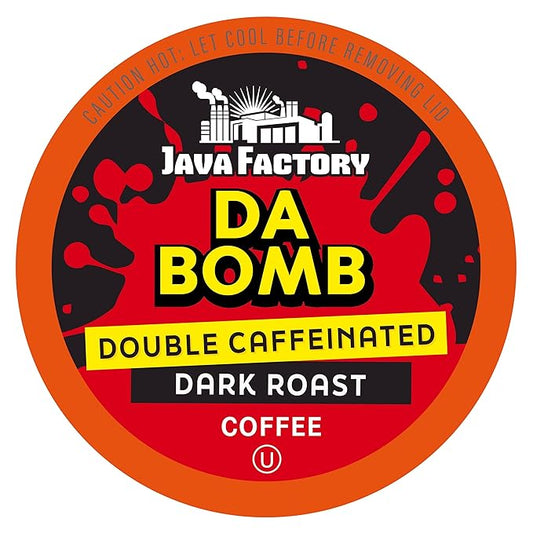Java Factory Coffee Pods High Caffeine Coffee Compatible with K Cup Brewers Including 2.0, Da Bomb Extra Bold Double Caffeinated, 80 Count