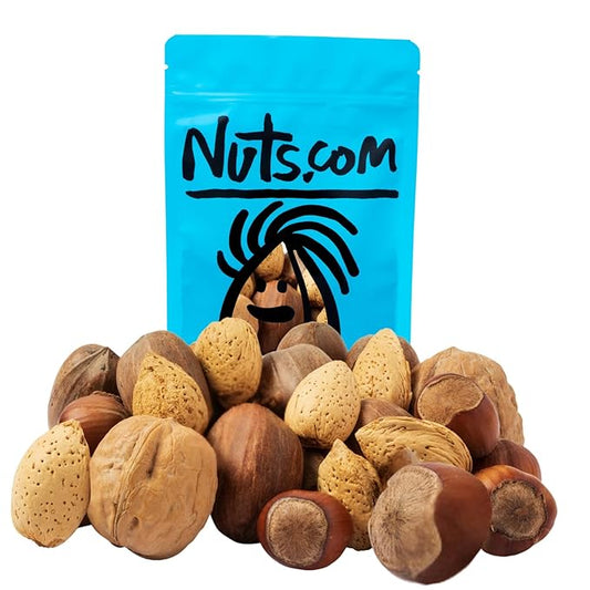 Nuts.com Mixed Nuts in Shell, No Brazil Nuts - 1 lb Bag, Natural, Includes Walnuts, Hazelnuts, Pecans, Almonds - Healthy Snack Sampler for Squirrels