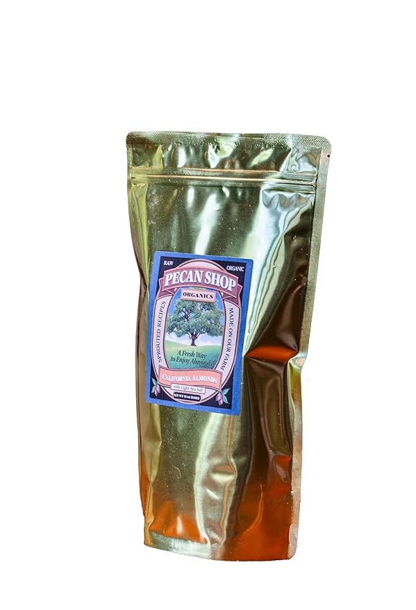Pecan Shop Sprouted Raw Organic California Almonds 12 oz - Light Sea Salt Family Recipe Crispy