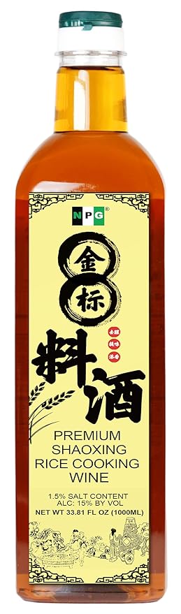 NPG Premium Shaoxing Cooking Wine 33.81 Fl Oz, Authentic Chinese Shao Hsing Rice Wine, Red Cooking Wine for Asian Cuisine, Essential Ingredient for Home Cooking