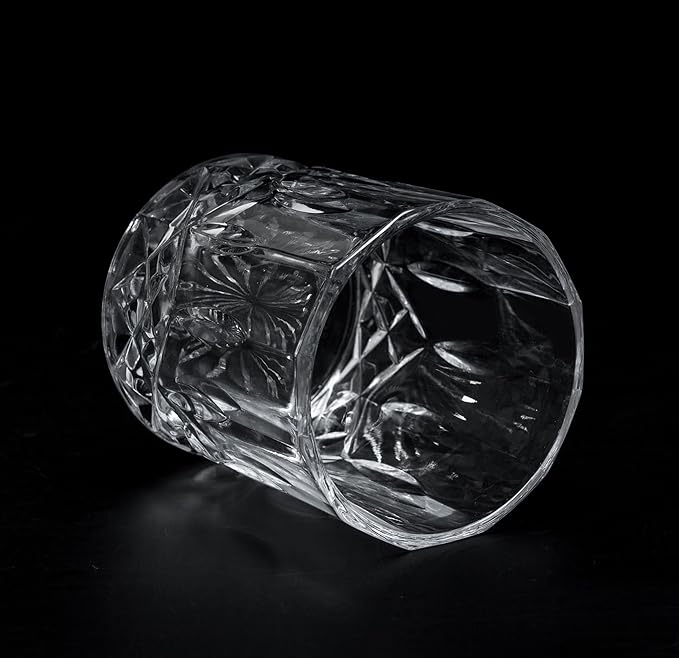 KANARS Old Fashioned Whiskey Glasses - 10 Oz Crystal Rocks Barware Set of 2 for Scotch, Bourbon, Rum, Liquor and Cocktail Drinks - Unique Whisky Gift for Men Dad