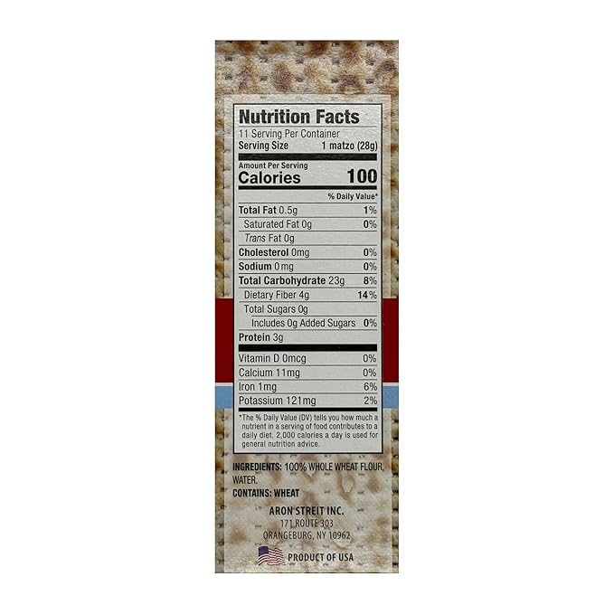 Streit's Whole Wheat Matzo - Thin & Crispy, Non-GMO, Sodium Free, Low Fat, Vegan, Family Owned, Kosher Certified (11oz, Pack of 3)