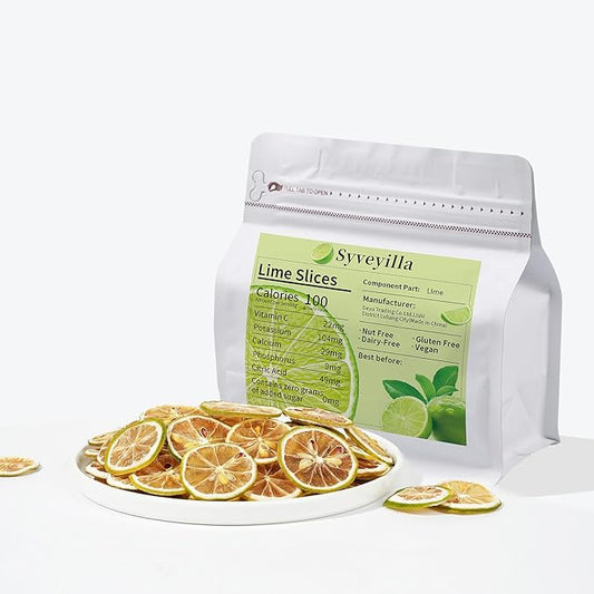 Dried Lime Slices, Dehydrated Lime Slices for Cocktails Garnish/Fruit Tea/Baking/Garland/Crafts, 100% Natural No Additives No Sugar Added, (3OZ/85g)