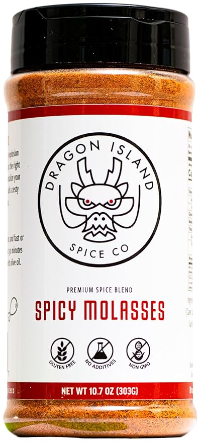 Dragon Island Spice Company | Spicy Molasses Seasoning - BBQ Seasoning - Spicy BBQ Rub - Pork Rub - Summer Grill Seasoning (10.7 Ounce)