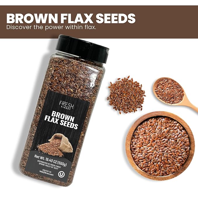 Fresh Finest Brown Flax Seeds - Whole, Non-GMO, High in Fiber & Omega-3, Sproutable Raw Flaxseeds Keto Friendly Baking, 19.40oz