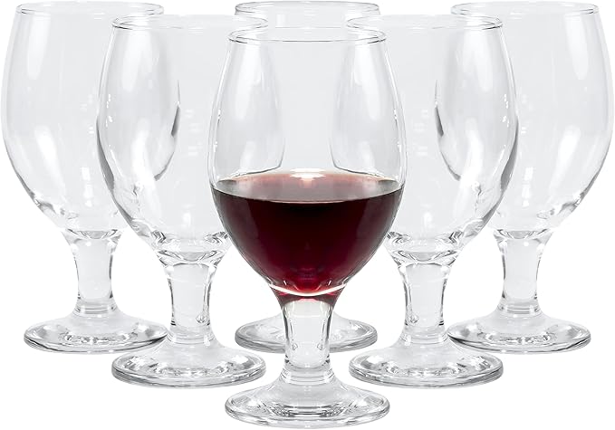 Red Co. Belluno Classic Clear Glasses for Water, Juice, Liquor - Wine Goblets - Set of 6 (13.5 Ounces)