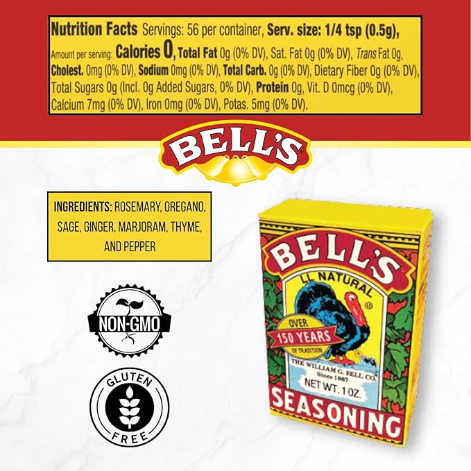 Bell's All Natural Seasoning ??1 oz Box ??Classic Salt-Free Poultry Blend ??Gluten-Free, Kosher, Non-GMO (Pack of 4)