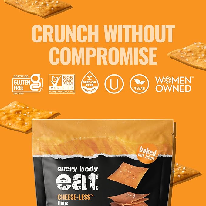 Every Body Eat Snack Thins, Allergen Friendly, Vegan, Gluten Free and Dairy Free (6 Count, Cheese-Less)