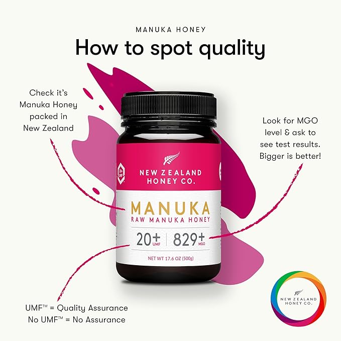 New Zealand Honey Co. Raw Manuka Honey UMF 20+ / MGO 829+ | UMF Certified | 17.6oz | Pure Raw Honey