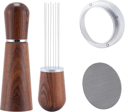 51mm Espresso Accessories Kit,316 Stainless Steel WDT Tool Espresso,Dosing Funnel and Puck Screen Set竊똄spresso Distribution Tool,Espresso Coffee Stirrer for Barista