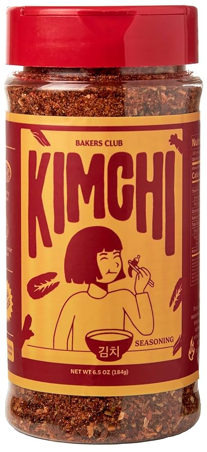 Bakers Club 6.5oz Korean Kimchi Seasoning Powder - Fried Rice, Stir Fry, Popcorn, Ramen Soup, Barbecue Dry Rub for Meats, Pork, Fish, Shrimp & Vegetables - Spicy, Fiery and Tangy Authentic Spice Blend Made with Gochugaru Peppers and Garlic