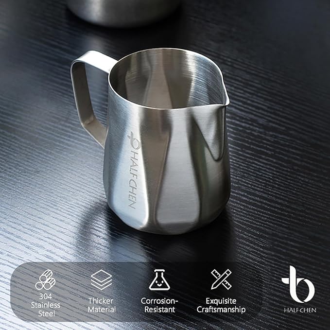 Milk Frothing Pitcher,350ml/600ml Milk Frother Cup Stainless Steel Kettle (12oz/20oz) Coffee Bar Cappuccino Espresso Machine Accessories Barista Tools (12oz)