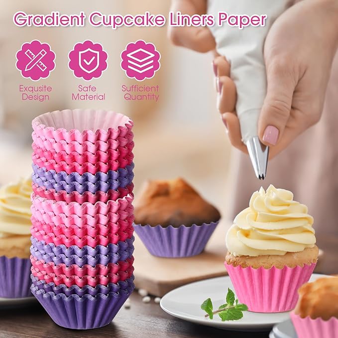 Zonon 1000 Counts Cupcake Liners for Baking Liners Paper Cupcake Wrappers Bulk Cup Cake Cases Muffin Baking Paper Cups for Candy Cooking(Pink and Purple,1.18 Inch-Mini Size)