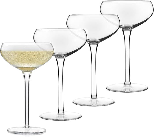 Libbey Signature Kentfield Coupe Cocktail Glasses Set of 4, Coupe Bowl Stemmed Cocktail Glasses, Dishwasher Safe Champagne Glass Gift Set