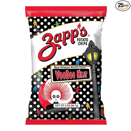 Zapp???New Orleans Kettle-Style Potato Chips Voodoo Heat Flavor (2 oz Bags, 25 Count) ??Crunchy with a Spicy Kick ??Perfect On-The-Go, Gluten Free Snack