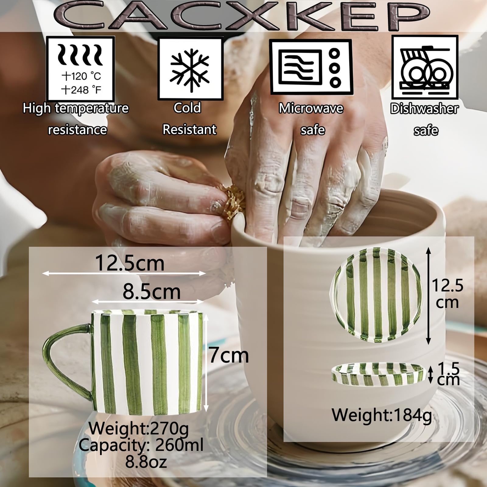 CACXKEP 8 Oz Coffee Mug Large Espresso Cups With Saucer Ceramic Coffee Mugs Porcelain Coffee Cup