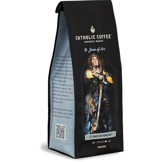 Catholic Coffee St. Joan of Arc | French Blend Dark Roast Ground Coffee ??Dark Chocolate & Fig Notes | 12oz Bag ??Catholic Gift Inspired by a Heroic Saint