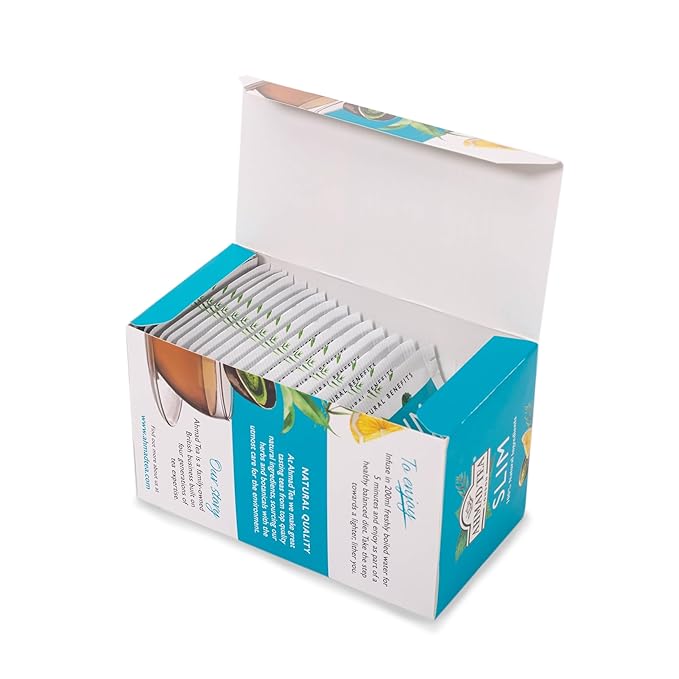 Ahmad Tea Green Tea, Lemon, Mate, & Matcha 'Slim' Natural Benefits Teabags, 20 ct (Pack of 1) - Caffeinated & Sugar-Free