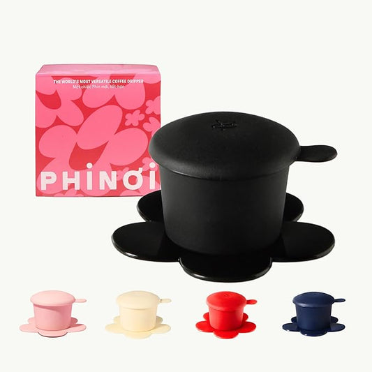 ??Vietnamese Coffee Dripper Phin Filter ??Pour Over Coffee Maker ??Single Cup Dripper with Flower Design ??Reusable Coffee Filter- Paperless Filter for Sustainable Brewing (Jet Black)
