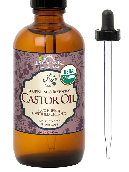 US Organic Castor Oil, USDA Certified Organic,Expeller Pressed, Hexane Free, 100% Pure & Natural