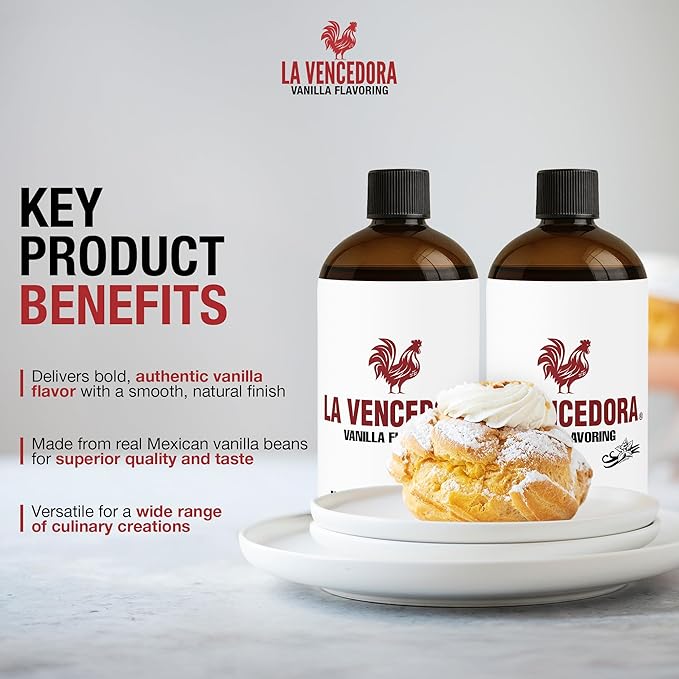 La Vencedora Mexican Vanilla Flavor - 32oz - Pack of 2 - Vegan, Glutten Free, Natural Process