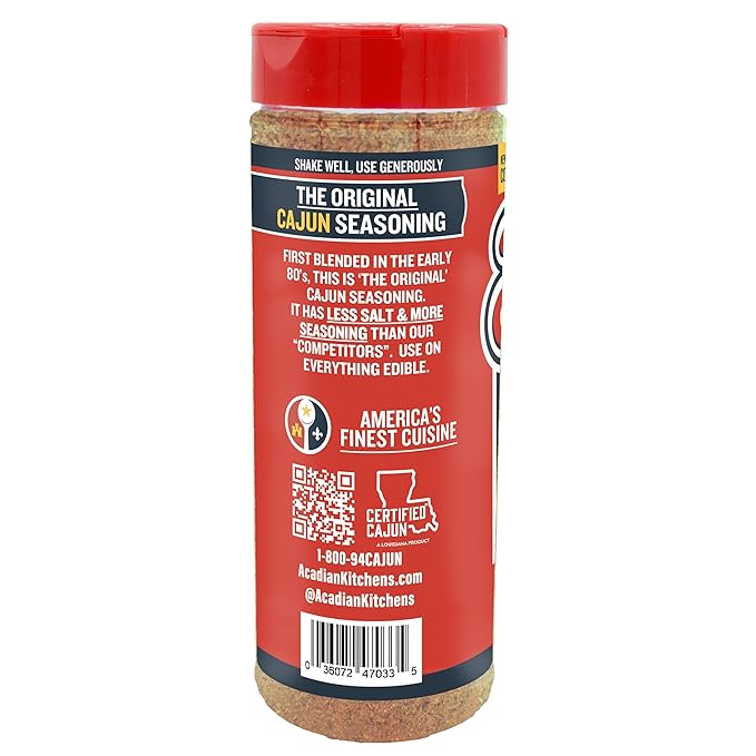 Original Cajun Seasoning - 16 oz Jar, Pack of 4, Low Sodium, No MSG, All Natural - Authentic Louisiana Spice for Grilling and Cooking Fish, Chicken, Steak, Soup, Seafood & Gumbo by Ragin' Cajun