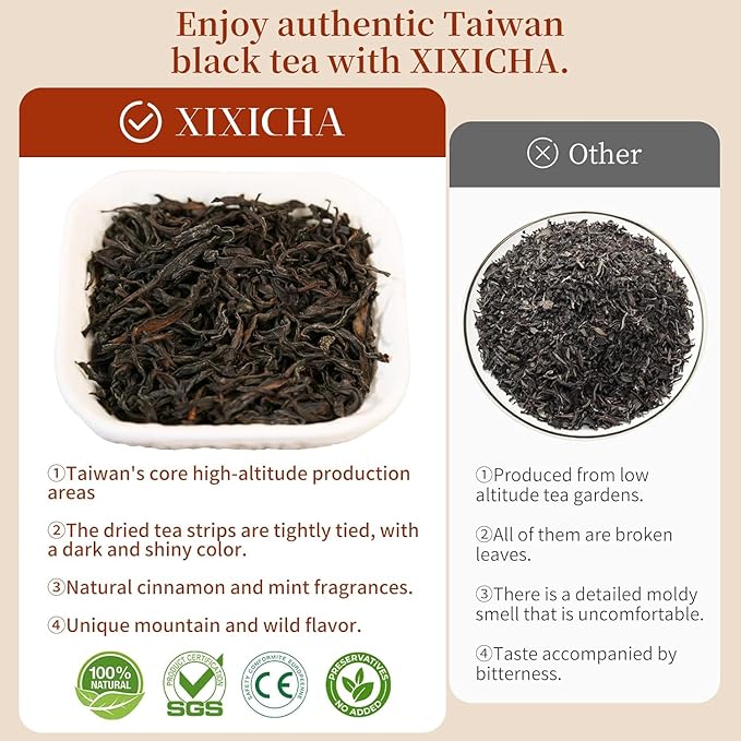 XIXICHA Taiwan Tea Black Tea Loose Leaf Red Jade Grade AAA Ruby Sun Moon Lake Taiwan High Mountain Tea 3.53oz/100g ?경ë??????경ë?????????’쬂??"<div>