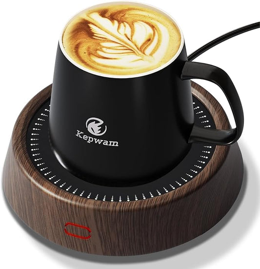 Coffee Mug Warmer & Kepwam Mug Set, Electric Coffee Cup Warmer for Desk with 6H Auto Shut Off, 3 Temperature Settings Smart Coffee Warmer for Heating Coffee, Beverage - Best Present Ideas for Dad Mom