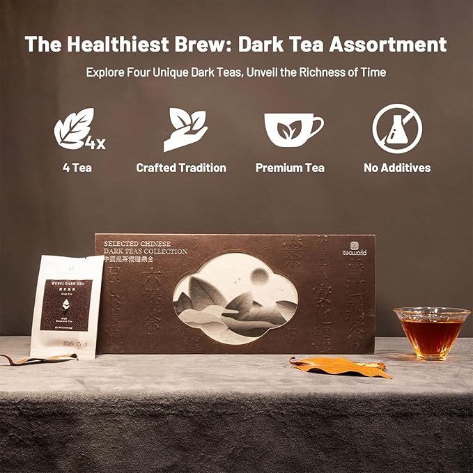 iTeaworld Chinese Dark Tea Sampler, Includes Aged Pu'erh, Liu Bao, Anhua, Hubei, 20 Packs with 20 Biodegradable Tea Bags,Perfect for Daily Relaxation, 3.5oz
