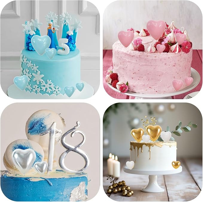 BEISHIDA 20 PCS Light Blue Heart Shape Mini Ball Cake Toppers Foam Cake Balls Decoration Supplies for Happy Birthday Anniversary Wedding Baby Shower Graduation Christmas Cake Decorations