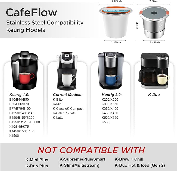 Reusable k Cups for keurig 2.0 1.0,Universal stainless steel Refillable k Cups Filter Use for Keurig all most of coffee Makers brewers(4pack)??,<div>