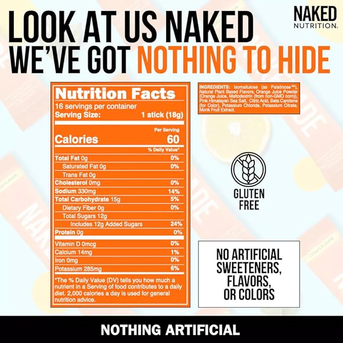 Nakedade Citrus ??Performance Enhancing Sports Drink Powder - Electrolyte Powder ??No GMOs or Artificial Sweeteners, Gluten-Free, Soy-Free, Dairy-Free ??,<div>