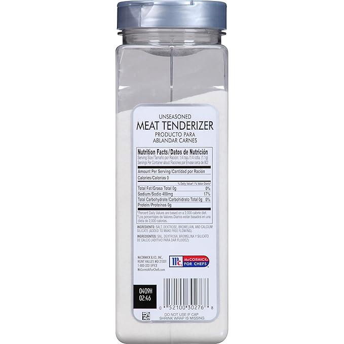 McCormick Culinary Unseasoned Meat Tenderizer, 35 oz - One 35 Ounce Container of Meat Tenderizer Seasoning, Perfect for Fall-off-the-Bone Meat