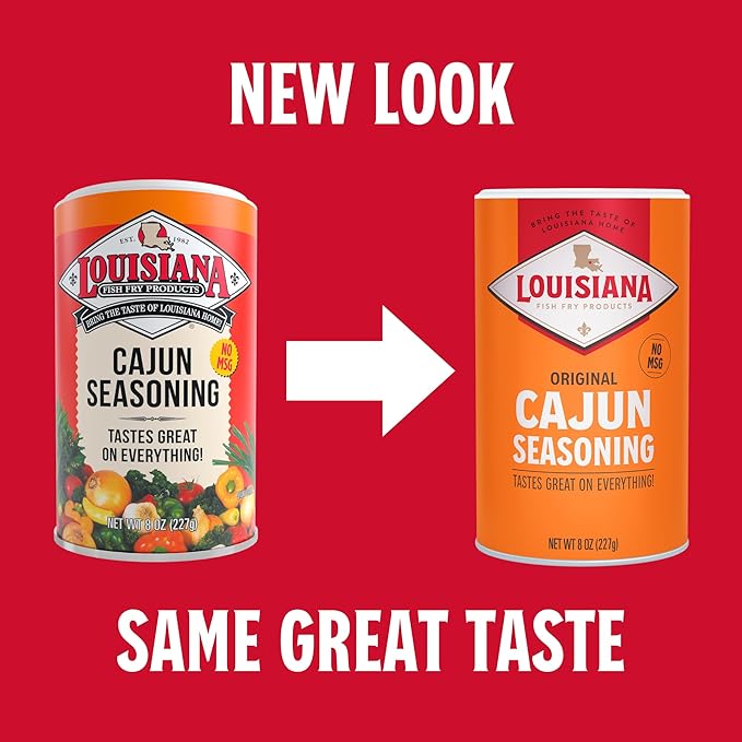 Louisiana Fish Fry Cajun Seasoning - Flavorful All-Purpose Seasoning 8 oz. (Pack of 2) - Perfectly Spiced for Meat, Fish, Vegetables, Soups, Salads, and More - Ideal for Grilling, Roasting, and Sauteing Your Favorite Dishes