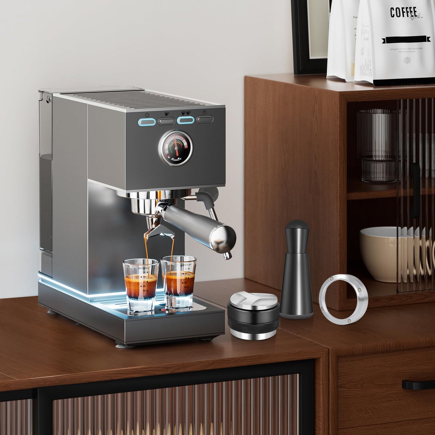 Reoszeank 51mm Espresso Accessories Kit, Distributor, Tamper, WDT, Funnel