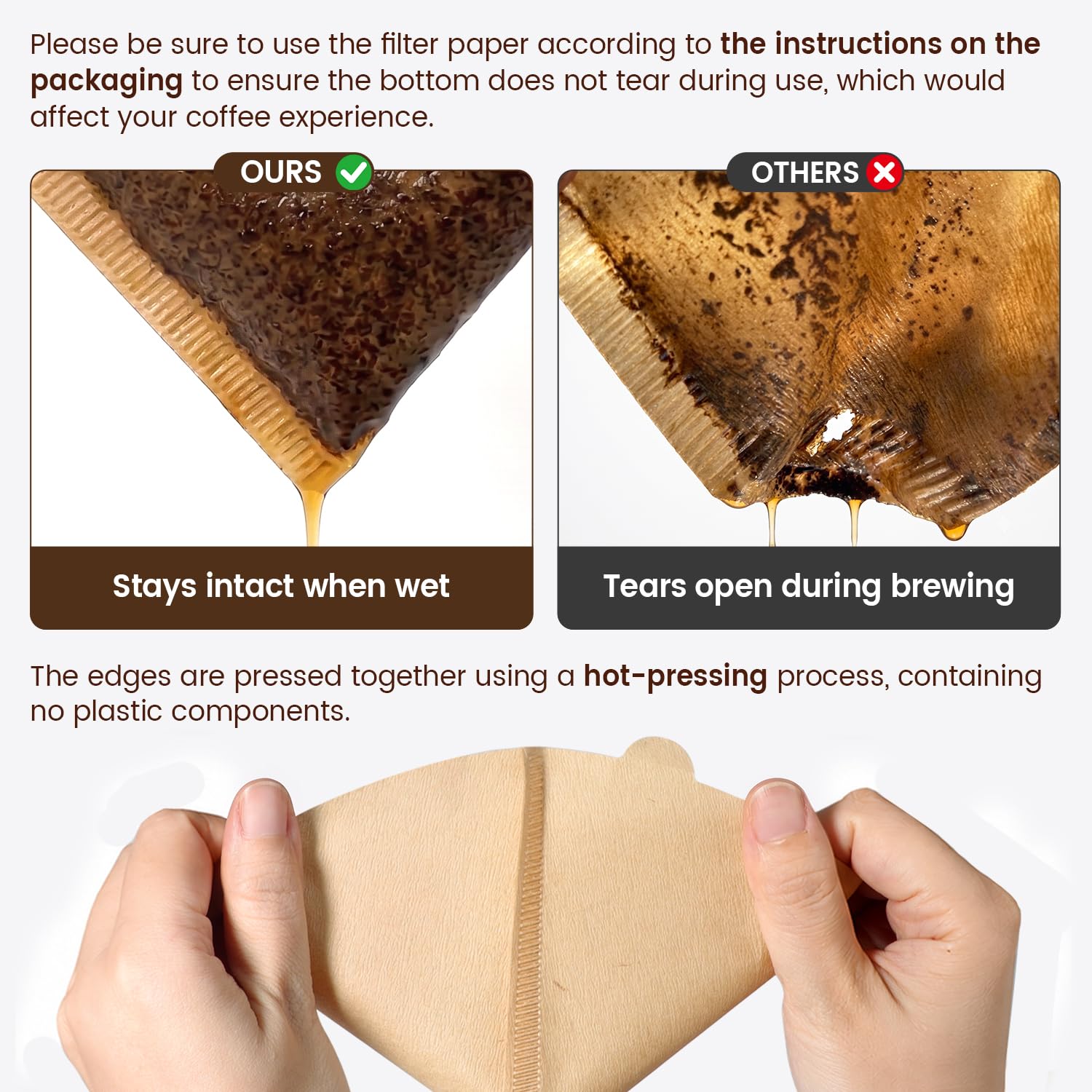 Clinuse Cone Coffee Filters #2, 200 Count Unbleached Size 02 Coffee Filter, Disposable Natural