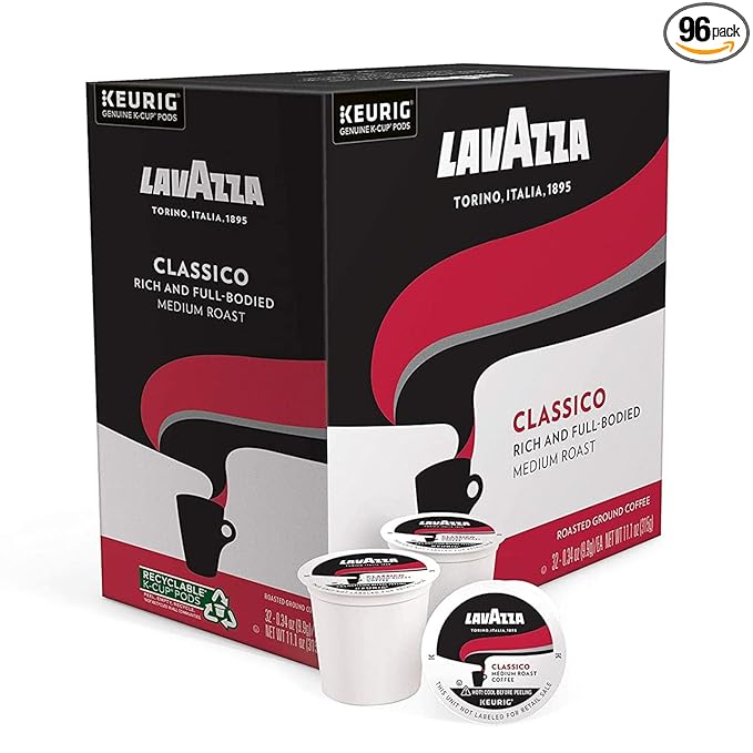 Lavazza Classico Keurig 2.0 K-Cup 96-pack Caps, Coffee Capsules, Espresso Pods, Improved Taste