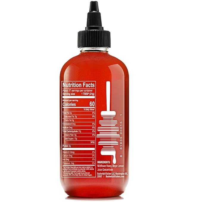 Bees Knees Meyer Lemon Honey, 12.5 oz, Pure Honey with Citrus, Gluten Free, Paleo Friendly Wildflower Natural Honey for Tea, Cooking, Food Gifts, Unique Gifts