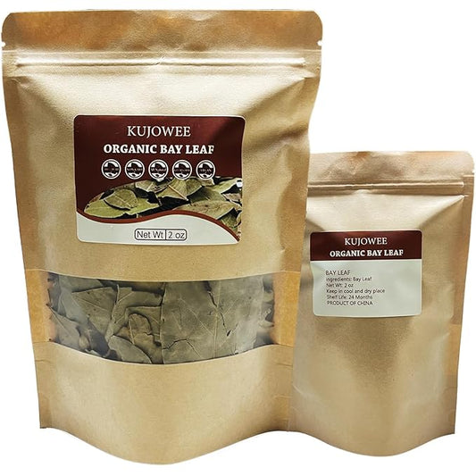 Kujowee 2 oz Organic Dried Bay Leaves Bay Leaves Whole Suitable for Cooking Non GMO Vegan