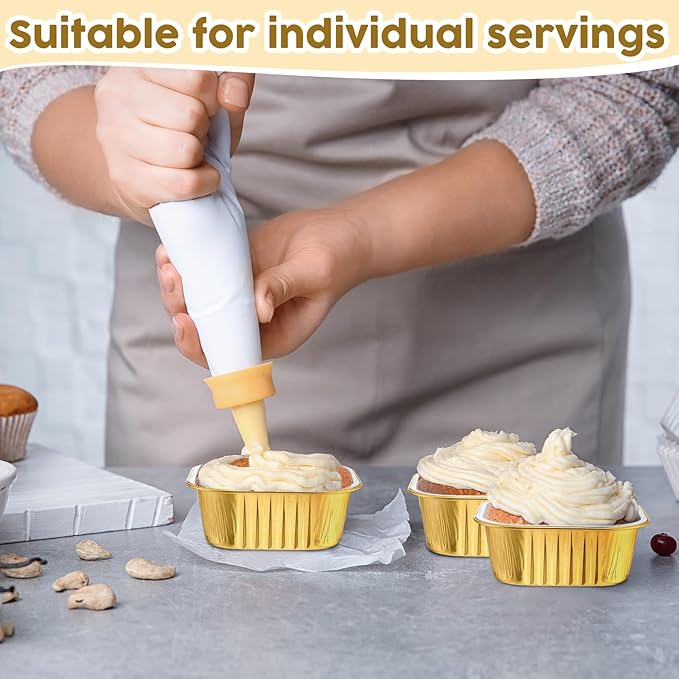 Aoriher 150 Pieces 10 oz Mini Cake Pans with Lids Aluminum Foil Baking Cups Square Disposable 4" x 4" Large Cupcake Cups Baking Tins for Kitchen Brownie Pudding Desserts Holders(Multicolor)