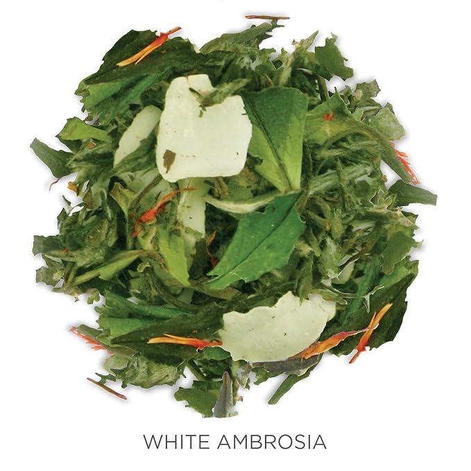 Tea Forte White Ambrosia Premium Organic Loose Leaf Caffeinated White Tea Blend Canister, Makes 35-50 Cups